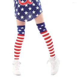 女性の靴下1ペアアメリカンフラッグ膝印刷ストッキングストッキングハイプホップスタイル