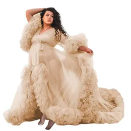Ruffles Tulle Robe for Women Maternity Photoshoot Dress 푹신한 임신 드레싱 가운 Prom Amz