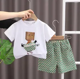 Zestawy odzieży Summer Boys TrackSuits Korean Style dla dzieci ubrania dziecięce zapinane na zamek plecak krótkie koszulki z krótkim rękawem szorty Dwa stroje Pice Toddler