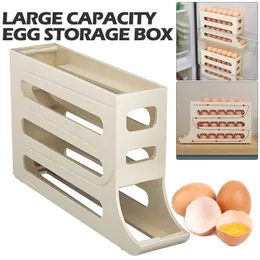 Kitchen Storage Refrigerator Egg Box Automatic Scrolling Holder Household Large Capacity Dedicated Roll Off Rack