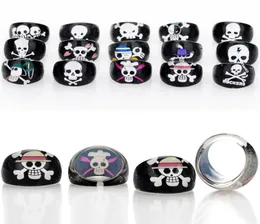 Rings Cluster Pinksee بالكامل 10pcspack راتنج الأسود نمط جمجمة رنين للأطفال من الأطفال Hiphop Hetieton Associory Jew9990126