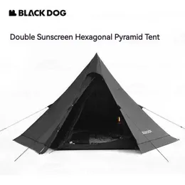 Tendas e abrigos da barraca de pirâmide preta de cachorro esqui com neve PU3000mm Camping sazonal ao ar livre 150d Oxford Ploth SunScreen TentQ240511
