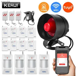 アラームシステムKerui tuya wifi loudspeaker High Decibel Burglar Alarm Home Safety Alarm System Door Windowsモーションセンサーwx