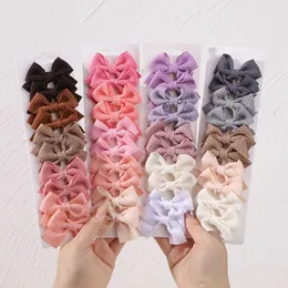 Hair Accessories 10 pieces/set of soft cotton bow girl hair clips with sweet plain design solid color cute hair clip bucket childrens hair clip accessories d240514