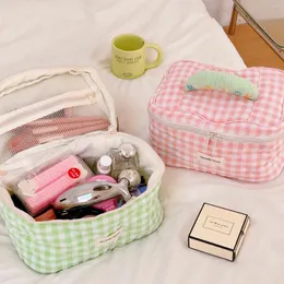 Caixas de armazenamento Organizador de maquiagem de grande capacidade Recipiente de bolsa para algodão Cesta de bolsas portáteis de cosméticos
