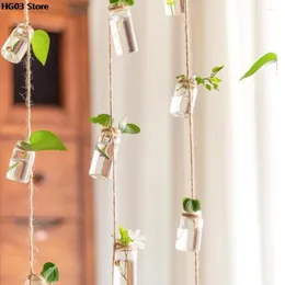 Vasen Blütenpflanze hydroponischer Behälter mit 8 Mini Flaschen Glas Vase 1 Strings Wind Glockenspiele hängen