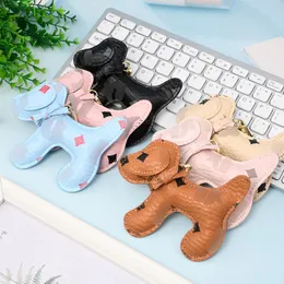 4Colors PU Leather Cute Dog Model Keychain Key Chains Ring Holder Fashion Cool Designe Keychains for Porte Clef Gift Men Women Car Bag Pendant Accessories No Box