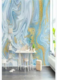 Tapeten Wallpaper Benutzerdefinierte Tapete Wandmurmal PO Wall bestreut Gold Blau Textur Elegante leichte Luxus -Modelinie TV Hintergrund6279491