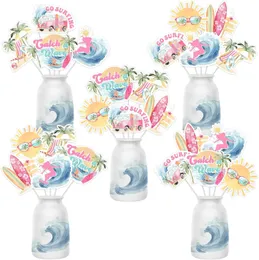 24 stycken Surf Centerpiece Sticks Surfing Birthday Party Decor Table Toppers Beach Surfboard tema Baby Shower Party Supplies 240509