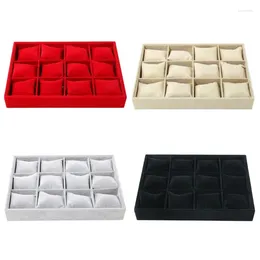 Watch Boxes 12 Slots Showcases Tray Stylish Display With Adjustable Cushion Velvets Wristwatch Stand