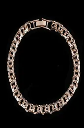 Charmarmband Bismark 585 Rose Gold Color Jewely En form av vävning Lång 7mm bred handkatenära män och kvinnor 2211143895647