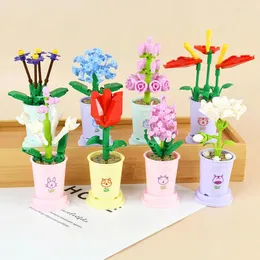 Party Favor Eternal Rose Couple Gift Flower Succulents Building Blocks Bonsai 3D Model Home Decoration DIY Potted Plants Kids Toys