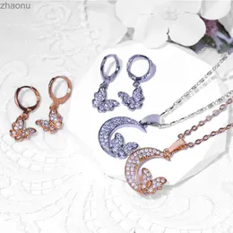 Ohrringe Halskette Neu gestartet beliebte minimalistische Liebesschmuck Set für Mütter Ohrringe Halsketten Zirkonlampe Luxusschmuck XW