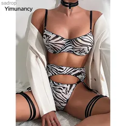 Бюстгальтеры устанавливают yimunancy Zebra Printed Undwear Set Women