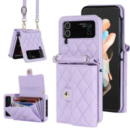 Z Flip4 Messenger Folding Phone Case för Samsung Flip3 Flip5 Small Fragrance Organ Card Holder Telefonfodral