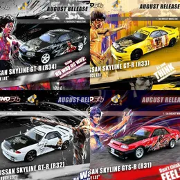 Diecast Model Arabalar Inno 1 64 Skyline GTS-R (R34) Bruce Lee GTR R33 R32 R31Alloy Araba Model Dekorasyonu T240513