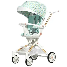 Strollers# High View Four Wheels Stroller Sit and Lie Down Lightweight Baby Bidirectional Folding 0 To 3 Years H240514