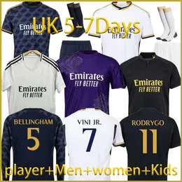 24 25 Real Madrids Bellingham Mbappe Long Sleeve Soccer Jersey 2023 2024 Alaba Vini Jr Shirt Rodrygo Valverde Kroos Tchouameni Arda Guler Mens Uniform 1998