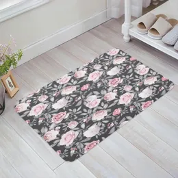 카펫 꽃 장미 분홍색 부엌 바닥 매트 거실 장식 카펫 홈 복도 입구 도어 매트 발코니 문 안티 슬립 깔개