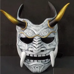 Partymasken hochwertiges Harz Prajna Mask Helm Dämon Japanischer Geisterkrieger Rotgesicht Shura Ninja FL-Face Hannya Requisiten Drop deliv dhhuz