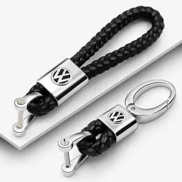 Adesivos de carro Chaves de estilo de metal/couro para VW Volkswagen Golf Polo passat Touran Jetta Key Chain Rings Acessórios T240513