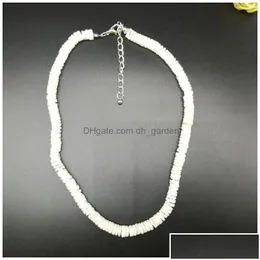 Catene catene White Puka Shell Style Necklace - Surfer Choker Summer Jewelry Accessori per le donne con mare heishi perline drop d dh3zg