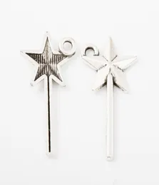 150 st 2512mm antik vintage silverstjärna magiska trollstav charms metalllegering hängen för armband halsband örhänge diy smycken3382260