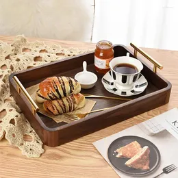 Чайные лотки деревянная поднос прямоугольная тарелка послеобеденный кофе ужин дома El Party Decorative Black Walnut Kitchen Swareware