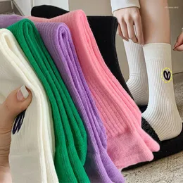 Mulheres meias y2k algodão amor bordado mid tube moda moda coreana cor sólida melay girl megrando fofa sox interno