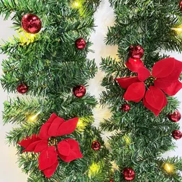 装飾的な花2024年のカラフルなライトChristma Green Rattan Rattan Luxury Christmas Decoration Bow Ribbon Decor LightXmas Home Party