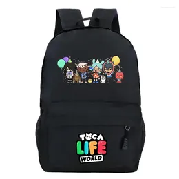 Backpack Toca Life World Mochilas Para Estudiantes für Kinder lustige Cartoon Schoolbag -Schüler Harajuku Rucksack Schulchild Schwarz