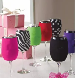 new Wine Glass Neoprene Sleeve Insulator Drink Holder wine glass antifrozen cover 100pcs a color Barware product7721771