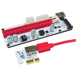 Kontrolery kart interfejsów komputerowych VER 008S 4Pin SATA 6Pin PCI Express PCIE PCI-e Adapter karty Riser 1X do 16x USB3.0 Extender dla M OTCUY