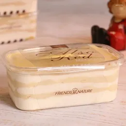 Kubki jednorazowe słomki 100pcs Net Red Melaleuca Cake Box Plastikowe opakowanie żywność Ochrony lunchu Szyfonowy pudding przekąska