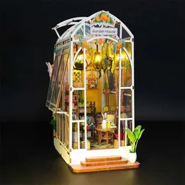 Architecture/DIY House Book Nook Miniature DIY Hut Garden House Bookstand Buckle Assembly Doll House Creative Puzzle Bookshelf Insert With Touch Cover