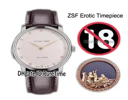 ZSF Le Brassus carrousel Erotic Typeece Automatic Mens Watch White Dial Rose Gold Римские маркеры коричневые кожи Exer7547629