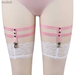 Garters Sexy Harajuku lolita Pastel Pink Body Sling Solid Rivet Wedding Leg Sling High Sling Stock WX