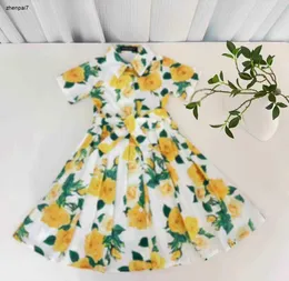 Top Girls Partydress kortärmad baby kjol storlek 90-150 cm barn designer kläder gul blommig prinsess klänning 24 april