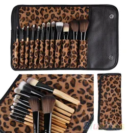 12шт на сет Women Pro Makeup Brush Set Set Cosmetic Tool Leopard Bag Brate Kit Brushs от DHL 717018803437