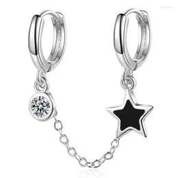 Brincos de argola 1pcs Silver banhado dois orifícios para mulheres jóias de moda requintada tamel zircon star breating party acessórios de festas e177