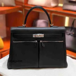 Designer Handbag Keliys vera pelle 7a casa hs filo di cucina fatta per cera fatta lakis 32 cm Originale Swift Leather Black Silver Button