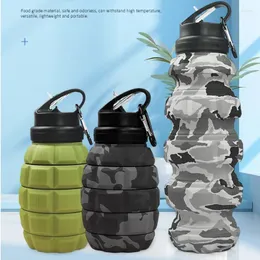 Wasserflaschen Einziehbare faltbare Granatflasche Hochtemperaturfestes Lebensmittelqualität Silikon Camouflage Cycling Wandersportarten