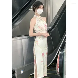 الفساتين غير الرسمية على الطراز الصيني الأزهار طباعة تشيونغسام نساء أنيقة سليم Qipao فستان سيدة مثير الجسم الحزب