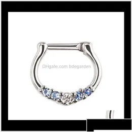 Nose Rings Studs Rings Studs Jewelry Surgical Steel Septum Clicker Ring Punk Women Men Zircon Nose Hoop Body Ps0894 6Nfpc Drop Deliv Dhmyo