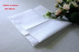 100 Cotton Male Table Satin Handkerchief Pure White Hankerchiefs Cotton Towel Mens Suit Pocket Square Handkerchief whitest 100pcs7826543