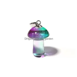 Pendant Necklaces Pendant Necklaces Colorf Glazed Carved Mini Mushroom Statue Glass Crystal Charms For Jewelry Making Bk Drop Delivery Dh1Tx