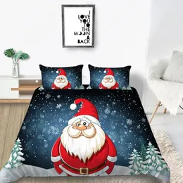 Sängkläder sätter 3D Santa Christmas Printing Bed Quilt Cover Claus Mönster Set Pillow Home Textile