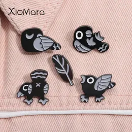 Brooches Mini Crow Enamel Pin Gothic Art Black Bird Lapel Backpack Badge Jewelry Decoration Gift For Friends