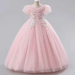 Sukienki dziewczyny formalny impreza sukienka na balu letnia dziewczyna Długa sukienka druhna elegancka sukienka na fortepian 3 10 12 -letni dziecięcy odzież Y240514