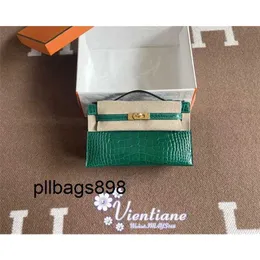 Designer Handbag Kilys Genuine Leather 7A bag mini generation 22cm Pochette 6Q emerald green glossy square fast crocodile skin gold buckle